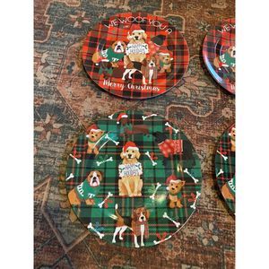Set of 4 Dog Christmas Plates
